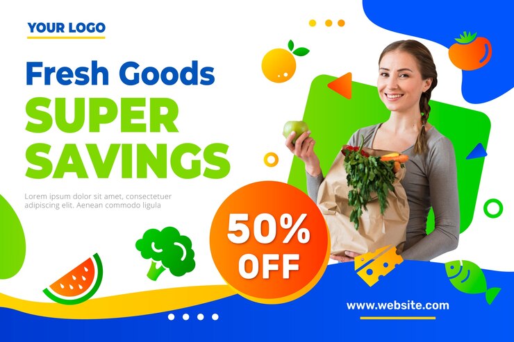 Vetor grátis fundo de venda de supermercado gradiente