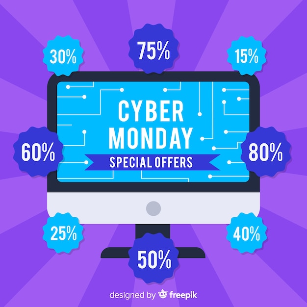 Fundo de vendas cyber ​​segunda-feira com computador