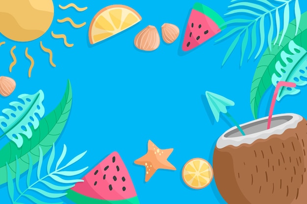 Fundo de verão design plano