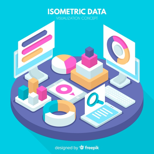 Vetor grátis fundo de visualização de dados isométricos