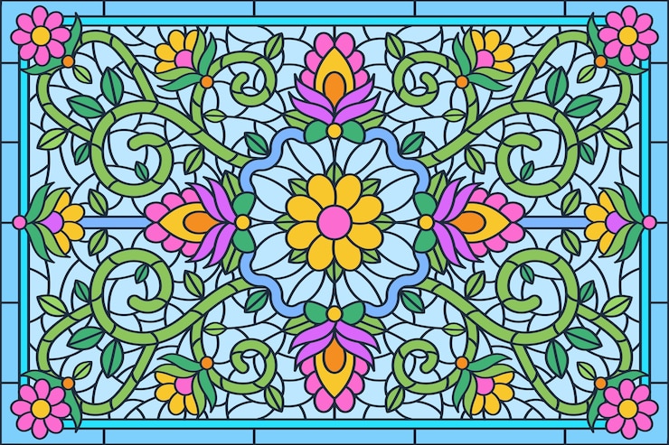 Vetor grátis fundo de vitrais de design plano