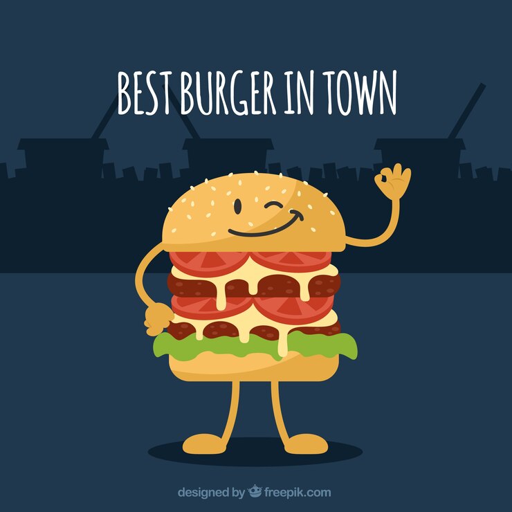 Vetor grátis fundo decorativo com caráter engraçado do hamburger