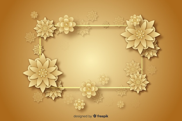 Fundo decorativo das flores 3d douradas