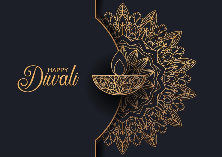 Vetor grátis fundo decorativo de diwali com design de mandala dourado