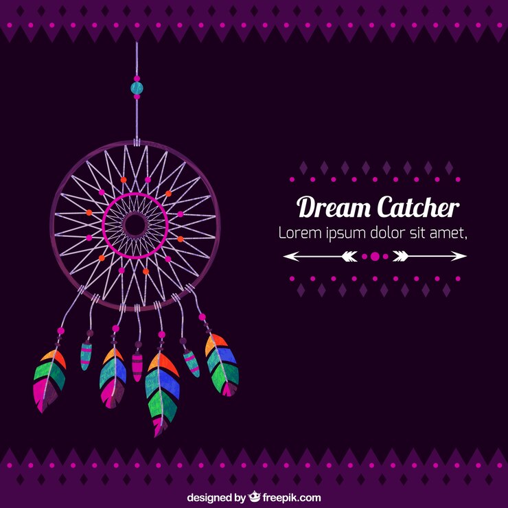 Vetor grátis fundo decorativo de dreamcatcher com penas coloridas