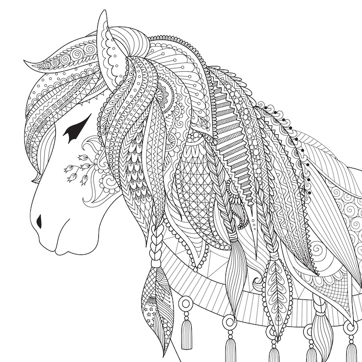 Vetor grátis fundo desenhado a cavalo