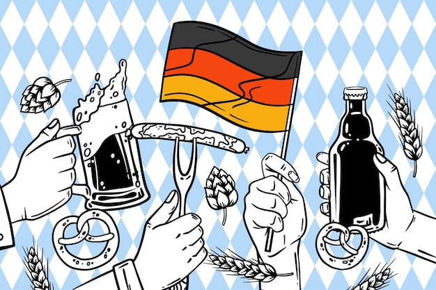 Fundo desenhado à mão da oktoberfest