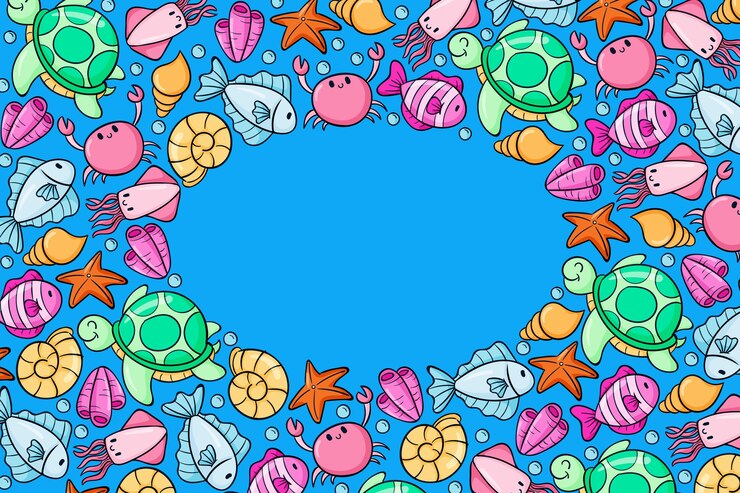 Vetor grátis fundo desenhado à mão do dia mundial dos oceanos