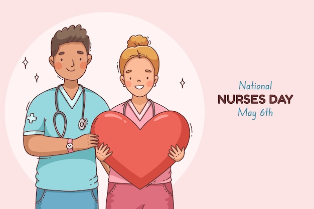Vetor grátis fundo desenhado à mão para a celebração da semana nacional das enfermeiras
