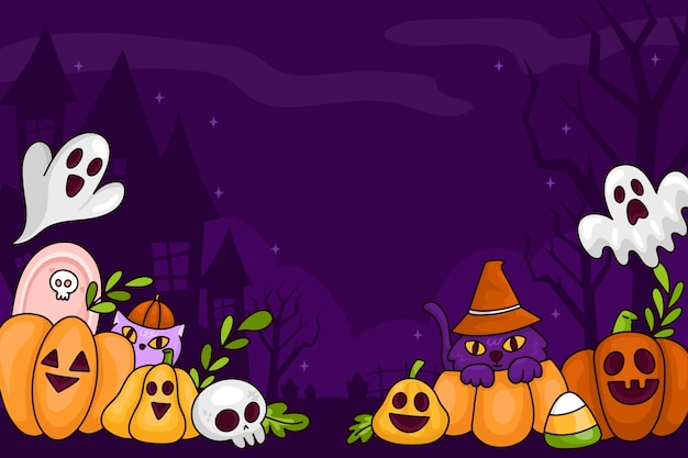 Vetor grátis fundo desenhado à mão para a celebração da temporada de halloween