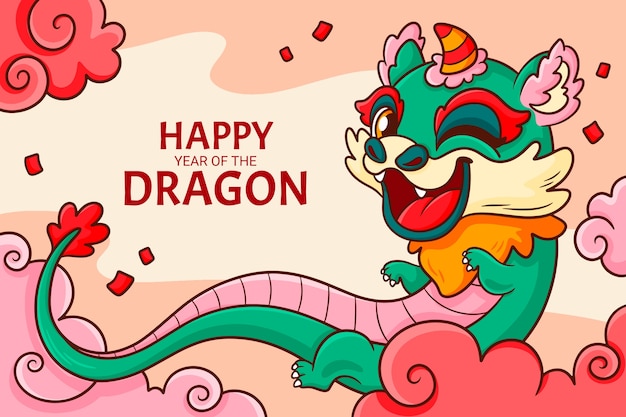 Vetor grátis fundo desenhado à mão para a celebração do ano novo chinês