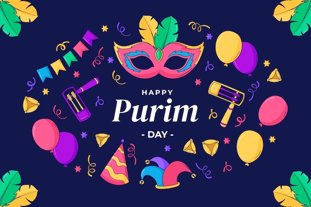 Fundo desenhado à mão para a celebração do feriado de purim