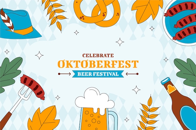 Fundo desenhado à mão para a celebração do festival de cerveja Oktoberfest