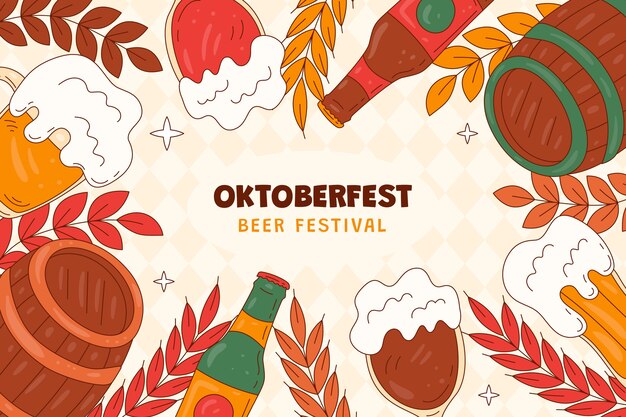 Fundo desenhado à mão para a celebração do festival de cerveja oktoberfest