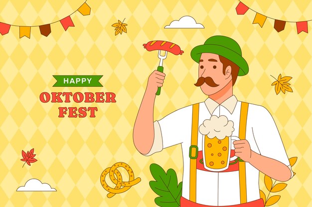 Fundo desenhado à mão para a celebração do festival de cerveja oktoberfest