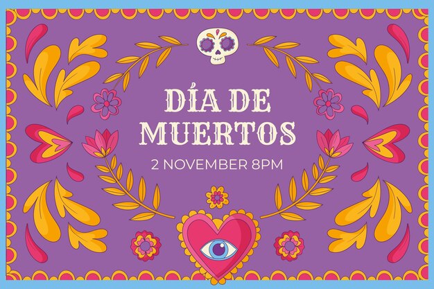 Fundo desenhado à mão para a celebração mexicana do dia de muertos