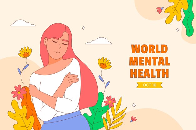 Fundo desenhado à mão para a conscientização do dia mundial da saúde mental