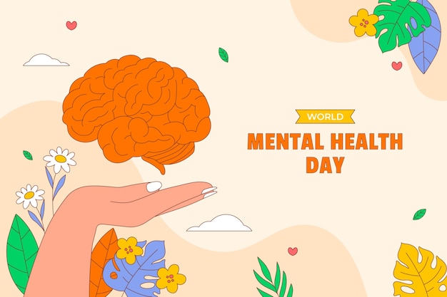 Fundo desenhado à mão para a conscientização do dia mundial da saúde mental