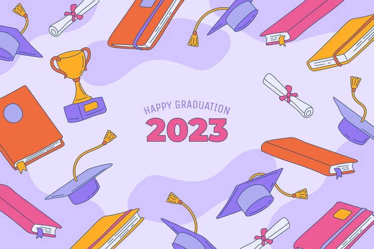 Fundo desenhado à mão para a formatura da turma de 2023