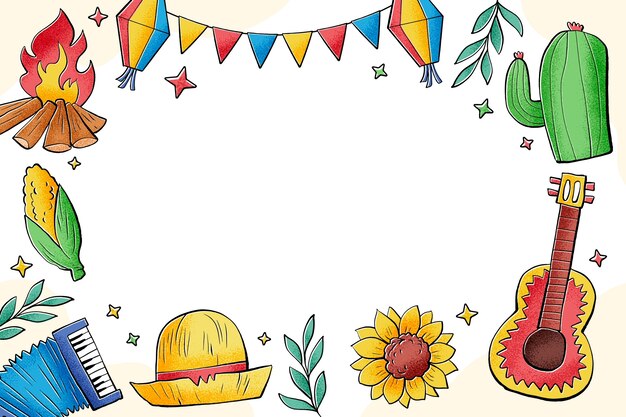 Fundo desenhado à mão para celebração de festas juninas brasileiras