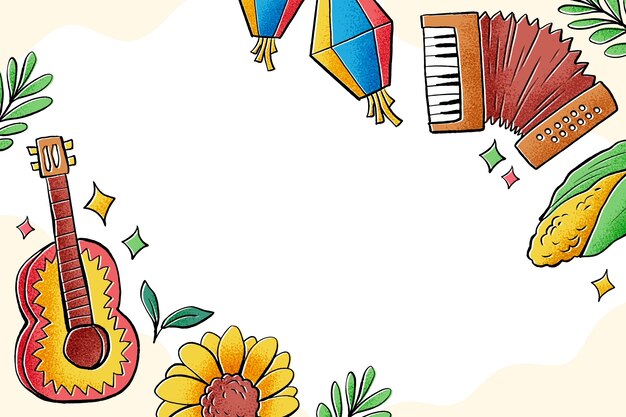 Fundo desenhado à mão para celebração de festas juninas brasileiras