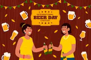 Vetor grátis fundo desenhado à mão para celebração do dia internacional da cerveja