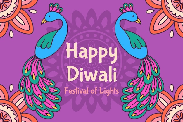 Fundo desenhado à mão para celebração do festival diwali
