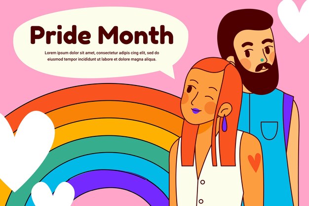 Fundo desenhado à mão para celebração do mês do orgulho