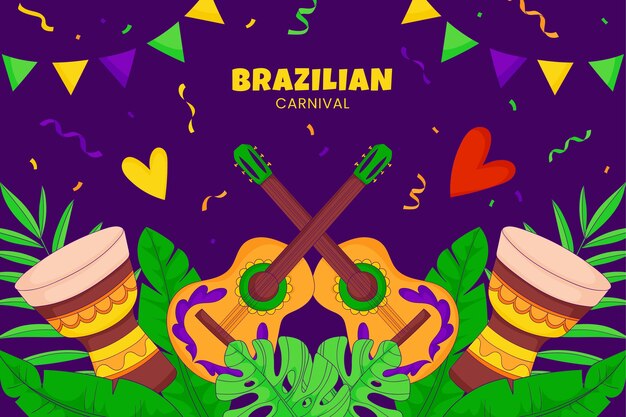 Fundo desenhado à mão para o carnaval brasileiro