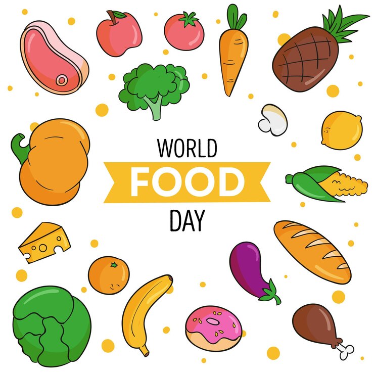 Vetor grátis fundo desenhado à mão para o dia mundial da alimentação