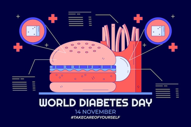 Fundo desenhado à mão para o dia mundial da diabetes