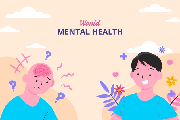 Fundo desenhado à mão para o Dia Mundial da Saúde Mental