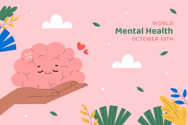 Fundo desenhado à mão para o Dia Mundial da Saúde Mental