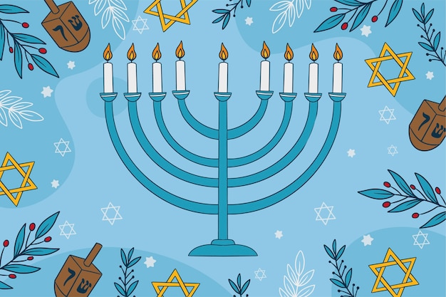 Vetor grátis fundo desenhado à mão para o feriado judaico de hanukkah