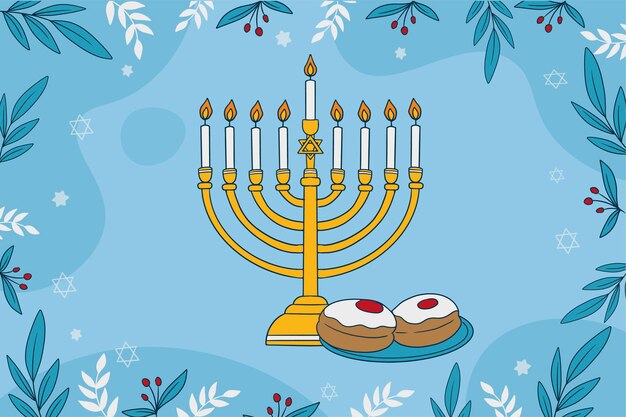 Vetor grátis fundo desenhado à mão para o feriado judaico de hanukkah