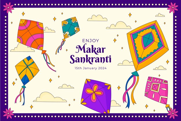 Fundo desenhado à mão para o festival makar sankranti