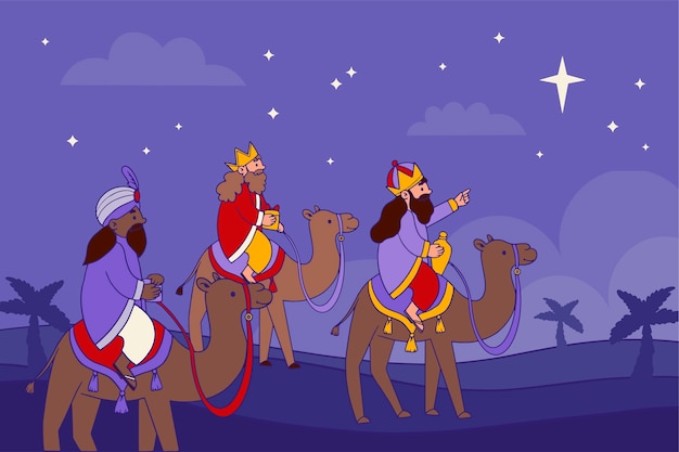 Vetor grátis fundo desenhado à mão para reyes magos