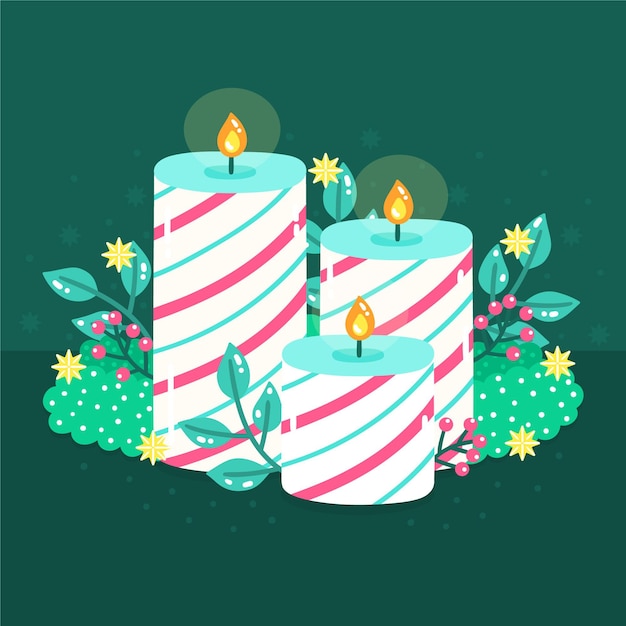 Fundo desenhado à mão para velas de natal