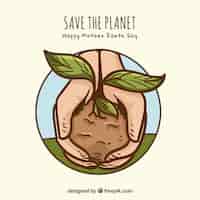 Vetor grátis fundo desenhado à mão salvar o planeta