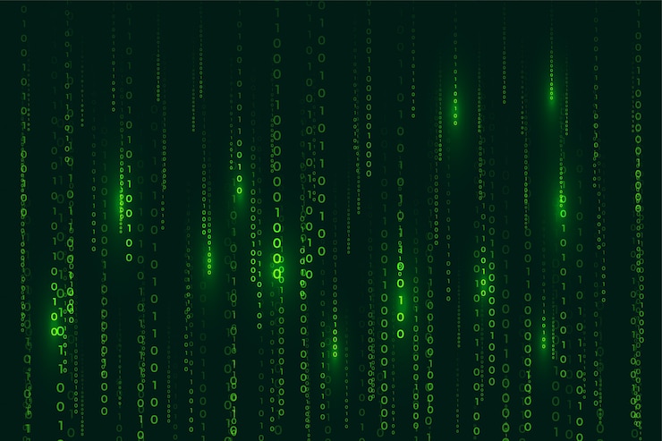 Vetor grátis fundo digital de código binário de estilo de matriz com números caindo