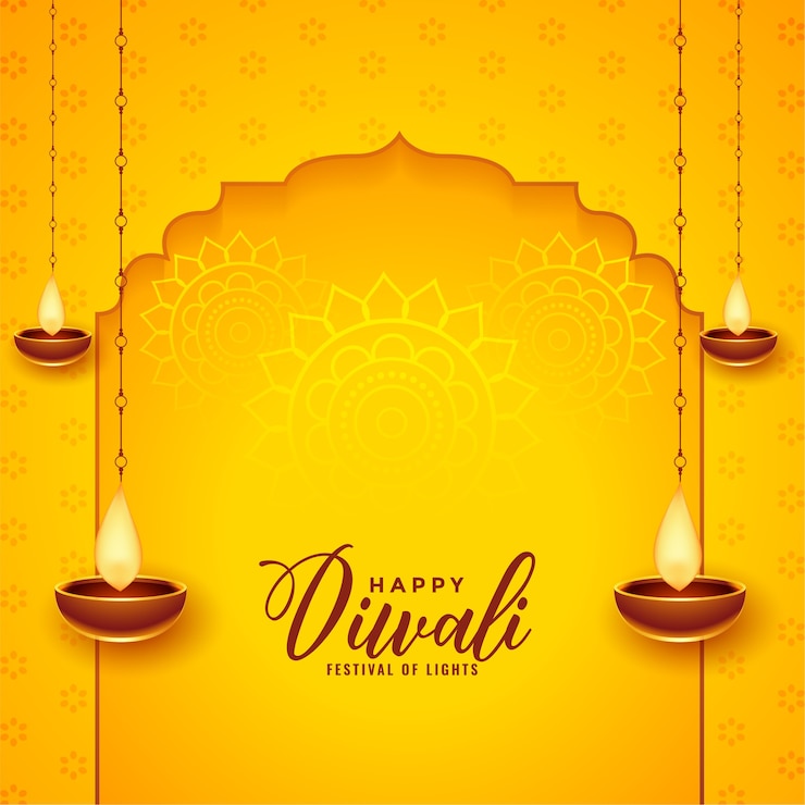Vetor grátis fundo diwali feliz com diya suspenso