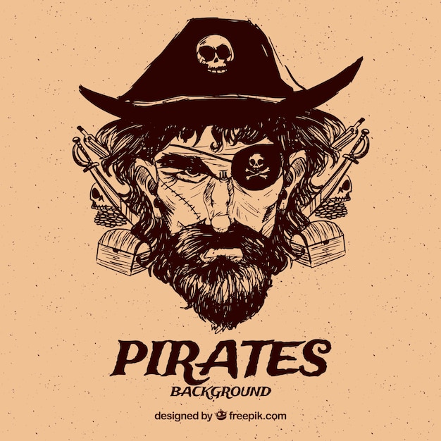 Vetor grátis fundo do capitão pirata do vintage