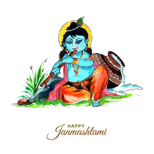 Fundo do cartão do festival Shree Krishna Janmashtami