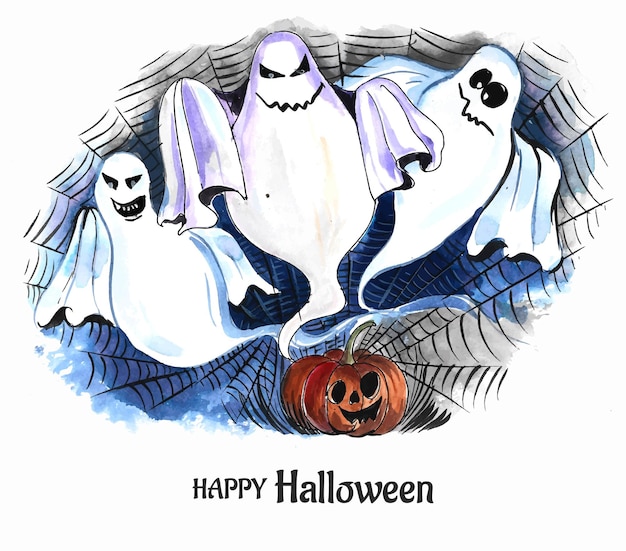 Vetor grátis fundo do cartão fantasma de halloween