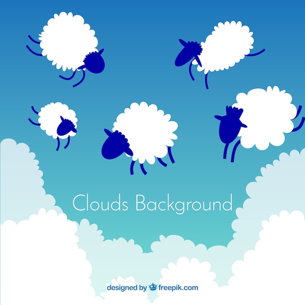 Vetor grátis fundo do céu com nuvens de forma de ovelhas