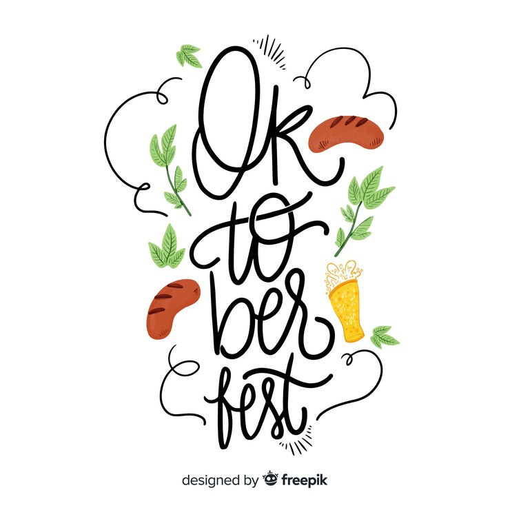 Vetor grátis fundo do conceito de oktoberfest com caligrafia