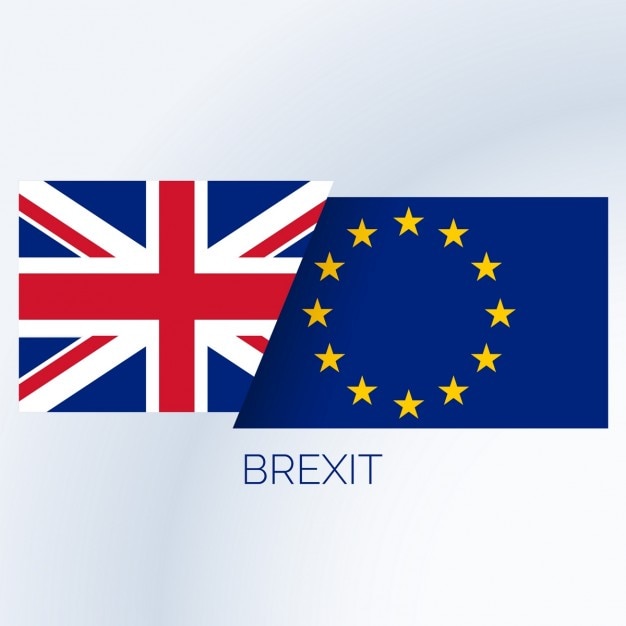 Fundo do conceito do brexit com bandeiras do reino unido e da ue