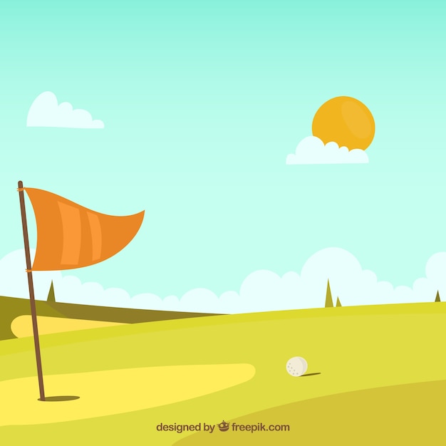 Fundo do curso de golfe em estilo desenhado à mão