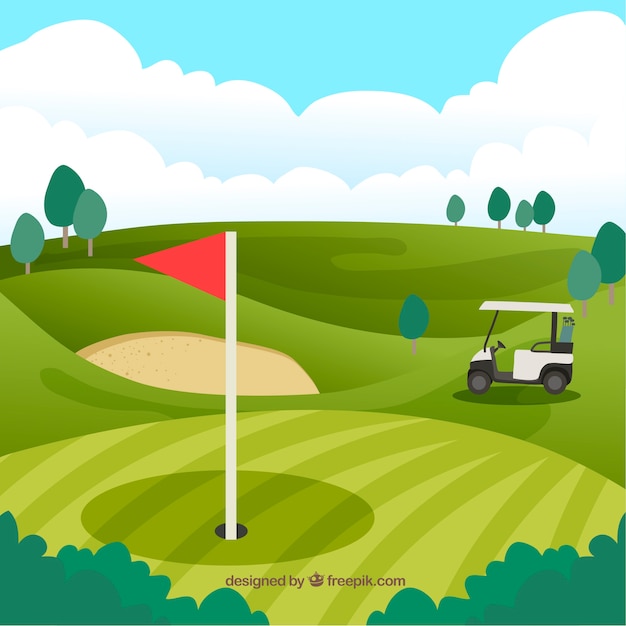 Fundo do curso de golfe em estilo plano