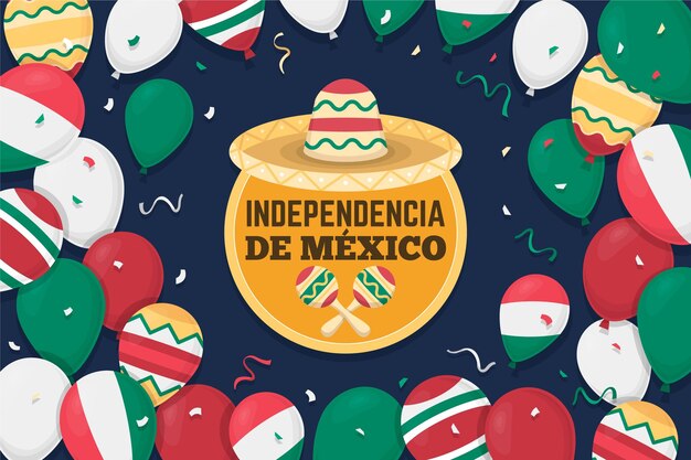 Fundo do dia da independência mexicana de design plano